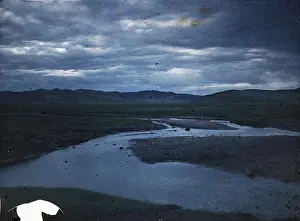 Mongolia Prints: Around Ourga, Mongolia A watercourse in the steppe
