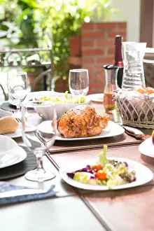 Chill Prints: Outdoor dining meal complete with roast chicken
