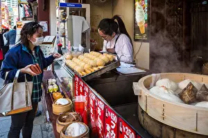 Kiosk Prints: An outdoor street food kiosk in Chinatown, Yokohama, Japan, Asia