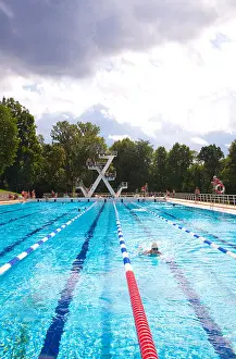Sculpture Park Prints: Outdoor swimming pool at Frogner Park, Oslo, Norway
