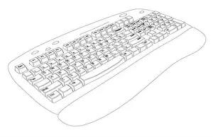 Enter Prints: Outline of a computer keyboard from black lines isolated on a white background