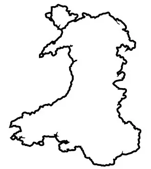 Principality Prints: Outline contour map of Wales in the United Kingdom
