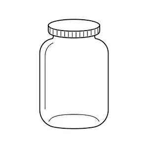 Glassware Prints: Outline glass or mason jar isolated on white background