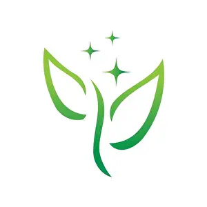 Green Growth Prints: outline of leaf with sparkles icon, leaf icon, isolated on white background