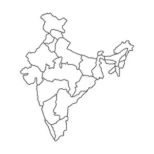 India Map Prints: Outline Simple Map of India.Map of india regional division.Vector illustration