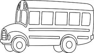 Outlined school bus, Vector line art illustration coloring page