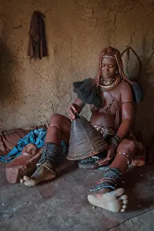 Namibia Prints: Ovahimba or Himba, a woman prepares a cleansing ritual, Kunene District, Namibia