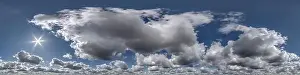360 Degree Prints: overcast sky with clouds as seamless hdri 360 panorama with zenith in spherical equirectangular projection format use