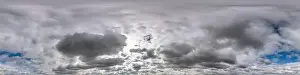360 Degree Prints: overcast sky with clouds as seamless hdri 360 panorama with zenith in spherical equirectangular projection format use