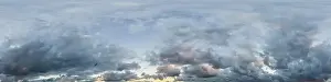 Sky Replacement Prints: Overcast sky panorama on rainy day with Nimbostratus clouds in seamless spherical equirectangular format