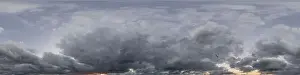 360 Degree Prints: Overcast sky panorama on rainy day with Nimbostratus clouds in seamless spherical equirectangular format