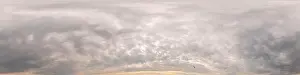 Overcast sunset sky pano with Cumulus clouds