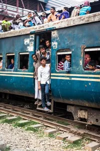 Passenger Prints: Overcrowded train with passengers on the roof, Dhaka, Bangladesh