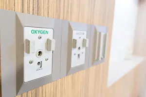 Vacuum Prints: Oxygen Medical Gas Outlets in hospital- Health care concept