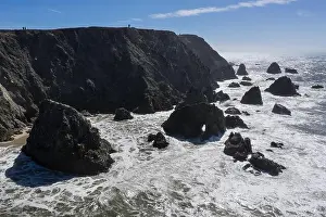 The Pacific Ocean crashes against the rugged and scenic seashore of Northern California. This region is known for its amazing coastal landscapes