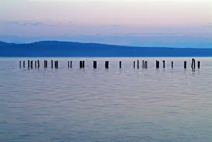 Desolate Prints: Pacific Ocean dusk Powell River Upper Sunshine Coast British Columbia Canada