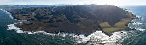 Aerial Landscape Collection: The Pacific Ocean meets the scenic, rocky shoreline of Central California, near Morro Bay