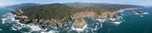 Aerial Landscape Collection: The Pacific Ocean washes against the rugged coastline of southern Oregon