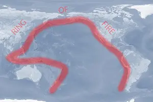 Earthquake Prints: Pacific Ring of Fire map (image for illustrative purposes only)
