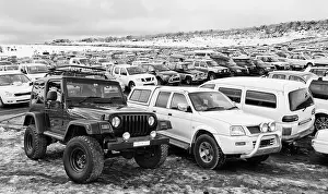 Car Park Prints: Packed and busy car park in Perisher vally ski resort of NSW