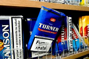 Tobacco Prints: Packet of Turner Hand Rolling Tobacco on sale in a tobacconist