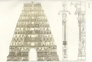 Giulio Ferrario Prints: Pagoda of Chidambaram, Hindu temple