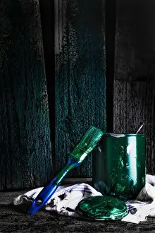 Book Cover Prints: Paint bucket with green paint and a paintbrush