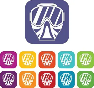 Visor Prints: Paintball mask icons set