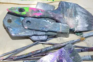 Oil Paint Prints: The Paintbrushes from a painter in his workshop