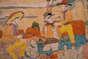 Catus Prints: painting called Sombreros and Orange Canyon by Henry Darger at the MOMA art museum in New York