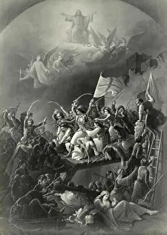 Painting depicting a battle during the Crusades