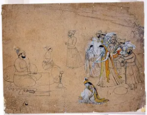 Performances Prints: This painting depicts a raja, or Indian king