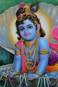 Lord Krishna Prints: painting of the Hindu God, Lord Krishna