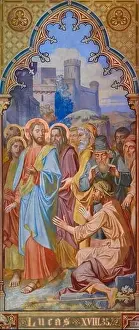 Heal Prints: Painting of Jesus healing a blind beggar near Jericho (Luke 18:35)