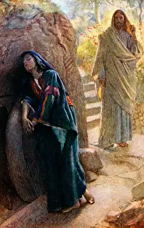 Faith Prints: Painting of Mary Magdalene which shows the moment Jesus appears to Mary outside his tomb after his resurrection painted