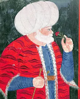 Glove Prints: A painting of Ottoman admiral Barbaros Hayreddin Pasha (Barbarossa - Red Beard (1478-1546)