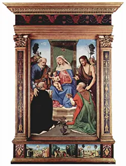 Dominic Prints: This painting by Piero di Cosimo depicts the Madonna and Child seated on a throne