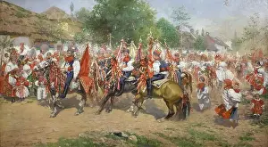 Painting Ride of the Kings (1897) by Czech painter Joža Uprka on display in the Moravian Gallery (Moravská galerie)