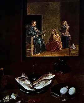 Diego Prints: Painting titled Christ in the House of Martha and Mary by Diego Velázquez (1599-1660)
