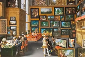 Customers Prints: Painting titled Cognoscenti in a Room hung with Pictures by Unknown Flemish Artist dated 1620