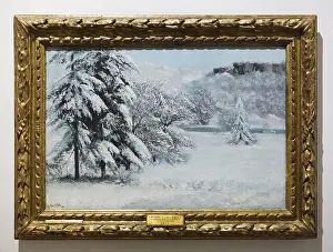 Lisboa Prints: Painting Winter Landscape by French realist painter Gustave Courbet (1868)