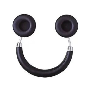 Headband Prints: a pair of wireless full size headphones upside down on a white background