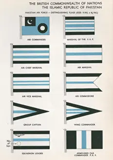Vice Prints: PAKISTAN AIR FORCE FLAGS. Wing Commander. Marshal. Captain. Squadron Leader 1958