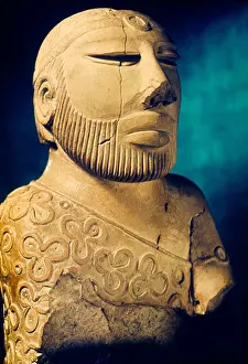 Pakistan Prints: Pakistan Bust of King Priest 2500 BC from Mohenjodaro Karachi Museum