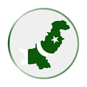 Democrat Prints: Pakistan icon. Shape of the country with Pakistan flag