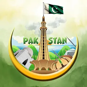 Celebrations Prints: pakistan independence day 14 august pakistan day celebration new illustration poster design