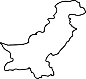 Pakistan Prints: Pakistan - solid black outline border map of country area. Simple flat vector illustration