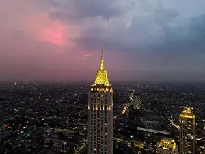 Pakubuwono skyline aerial drone view from above at night
