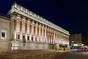 Courthouse Prints: Palais de Justice (Court), night view, Lyon, Auvergne-Rhône-Alpes, France
