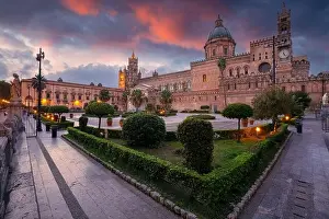 Palermo Cathedral, Sicily, Italy. Cityscape image of famous Palermo Cathedral in Palermo, Italy at beautiful sunset